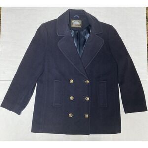 Vintage Mackintosh Authentic Navy-Blue Wool Union Made Pea Coat Size 10 USA